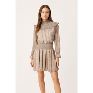 BTFL-LIFE Smocked Ruffle‎ Mini Dress Gray Medium